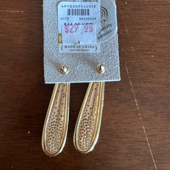 Anthropologie Pave Triangle Drop Earrings Gold NWT - Picture 5 of 6